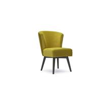 Fanny fauteuil velours jaune et pieds bois noir