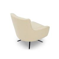 Serafin fauteuil rotatif bouclette blanc et acier noir