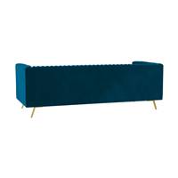Savoy canapé 3 places en velours bleu foncé et pieds métal doré