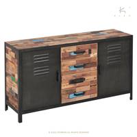 Factory buffet bois de bateau recyclé 2 portes 4 tiroirs L160cm