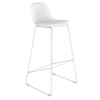 Yce chaise de bar blanche en cuir synthétique et métal H75