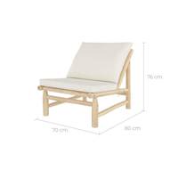 Narel fauteuil de jardin en teck massif et coussins blanc cassé