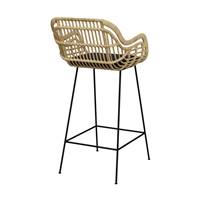 Azeli chaise de bar en rotin et tissu noir H71