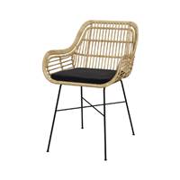 Azeli chaise en rotin naturel et tissu noir
