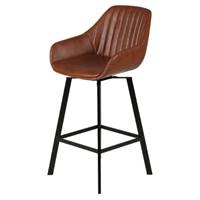 Moss chaise de bar pivotante en simili cuir marron vieilli H65