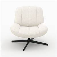 Naova fauteuil pivotant en tissu bouclé blanc cassé