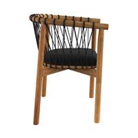 Almeria fauteuil de jardin en teck et tissu noir