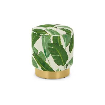 Hetherington pouf imprimé feuillage et laiton