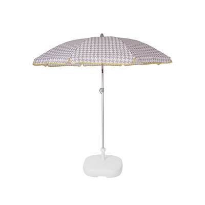 Beach parasol en toile gris vichy ø160