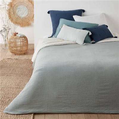 Stéphanie dessus de lit gaze de coton 75x100 vert de gris