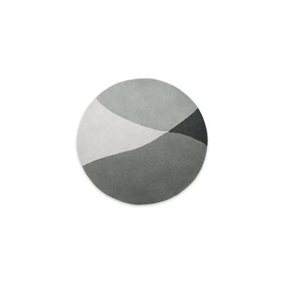 Quad tapis rond laine tufte main gris diam.200