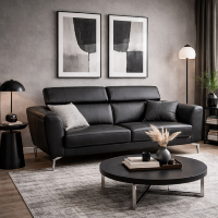 Gala canap� 3 places noir et pieds argent