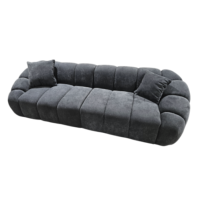 Dolban canapé 4 places en tissu texturé aspect velours gris anthracite