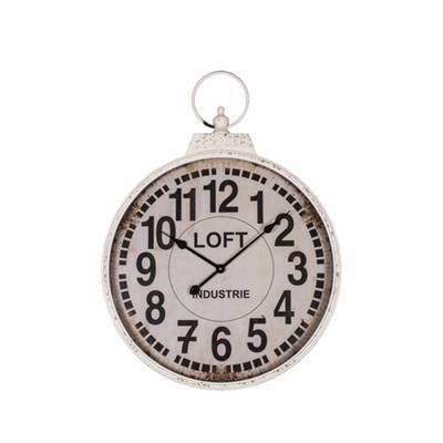 Zegar pendule "LOFT" style chrono en métal blanc