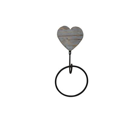 Porte serviette coeur bois