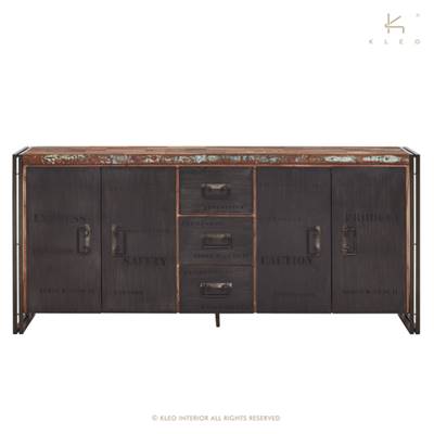 Nautical buffet bois de bateau recyclé 4 portes 3 tiroirs