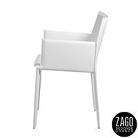 Solene fauteuil accoudoirs en cuir blanc