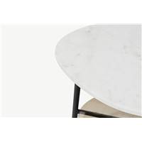 Tiziana table d'appoint marbre blanc et verre fumé