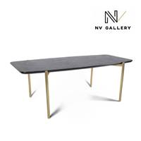 Ambre table à manger en bois naturel et pieds dorés
