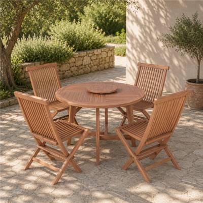 Mexico table à manger ronde en bois de teck Ø120cm