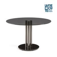 Avril table à manger verre trempé noir 6 personnes