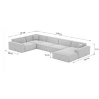Stacele canapé panoramique angle droit en velours beige foncé