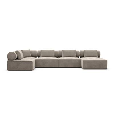 Anicipri canapé panoramique angle droit en velours beige foncé