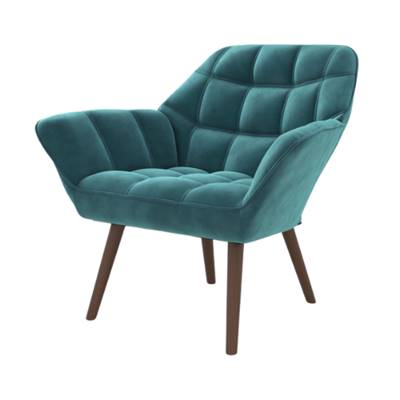 Jules fauteuil en velours bleu canard