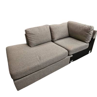 Méridienne angle gauche en tissu gris