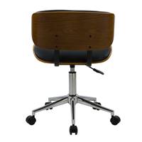 Bent chaise de bureau noir et bois à roulettes avec pied métal