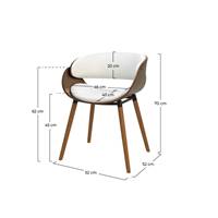 Sysley chaise en cuir synthétique blanc et bois plaqué noyer