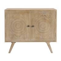 Linium petit buffet en bois avec 2 portes gravées bohème