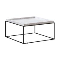 Ophelia table basse carrée en marbre blanc et structure métal
