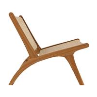 Ilios petit fauteuil en bois de teck et tressage chevron en rotin