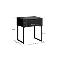 Détroit table de chevet en MDF et métal noir 1 tiroir