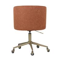 Alexia chaise de bureau rotative à roulettes tissu terracotta et laiton