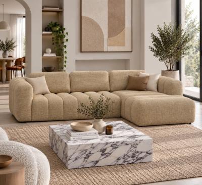 Eliot canapé d'angle droit en tissu tweed jaune miami