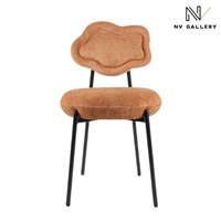 Amago chaise dossier nuage en tissu peluche marron et métal noir