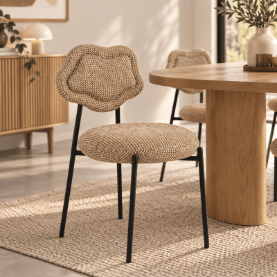 Amago chaise dossier nuage en tissu tweed jaune miami