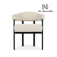 Glorysse chaise avec accoudoirs en tissu bouclé blanc