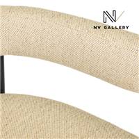Borry chaise avec accoudoirs en tissu beige sable et métal noir