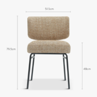 Lisea chaise en tissu tweed taupe et métal noir