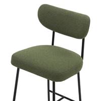 Lama tabouret de bar en tissu bouclé vert kaki et métal noir H66