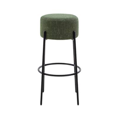 York tabouret de bar en tissu vert cactus et métal noir sans dossier H78cm