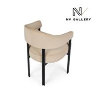Glorysse chaise avec accoudoirs en velours beige crème et pieds noir