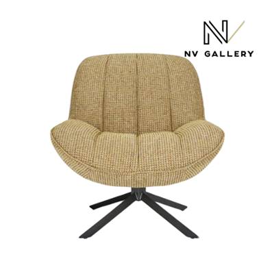 Brunie fauteuil rotatif en tisu tweed jaune miami et métal