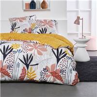 Sunshine parure de lit 220x240 coton imprimé fleurs rose/jaune 12.8