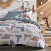 Sunshine parure de lit 220x240 coton imprimé forme marron beige bleu pâle 17.29