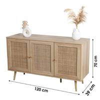 Bali buffet 3 portes bois et rotin L120cm