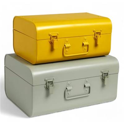 Nuage lot de 2 caisses en métal jaune et vert